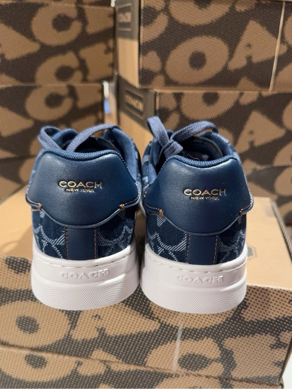 NEW Coach High Line Sneaker Signature Denim Deep Blue Multi CBO10 - Picture 5 of 6